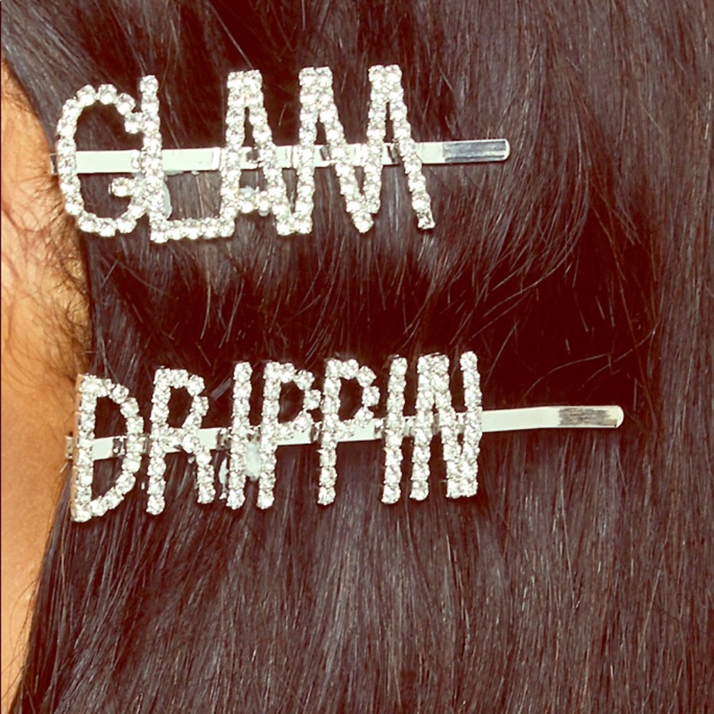 Silver Studded Stoned Dripping Glam Hair Pins